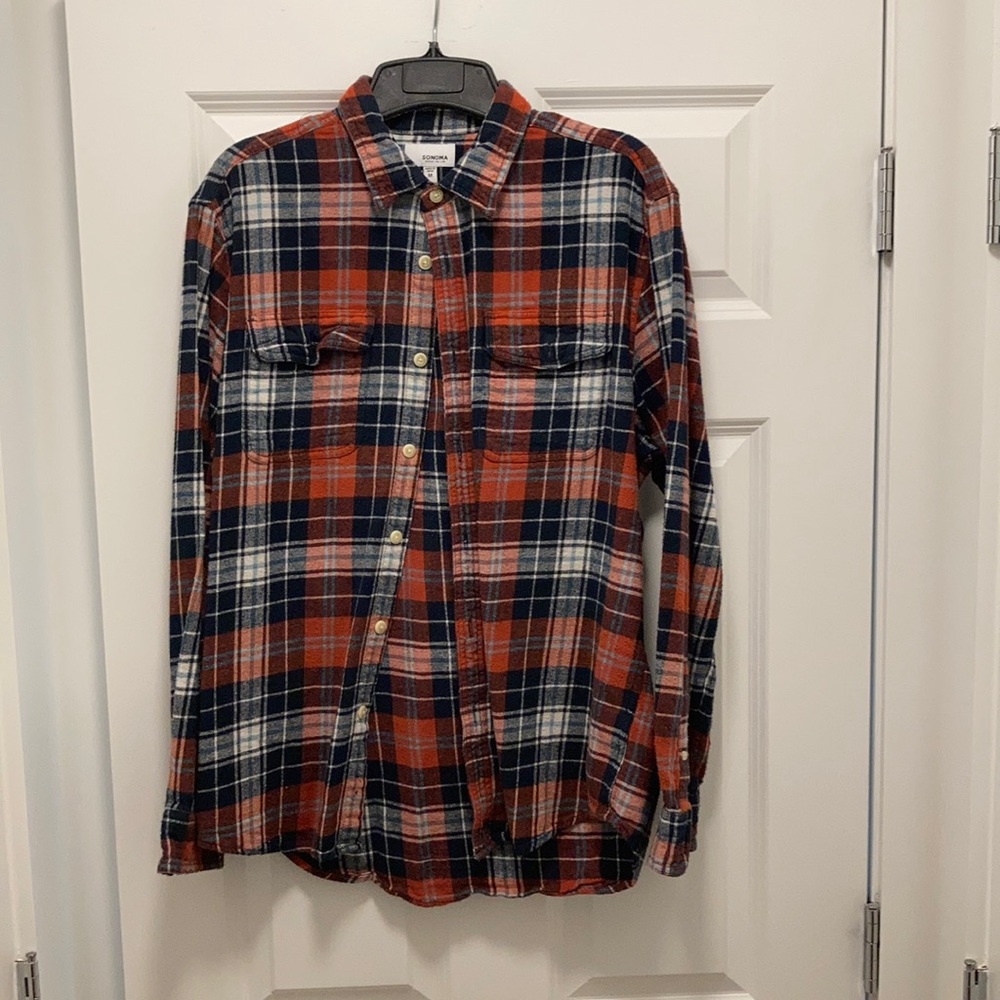 Sonoma Orange and Navy Flannel (medium)